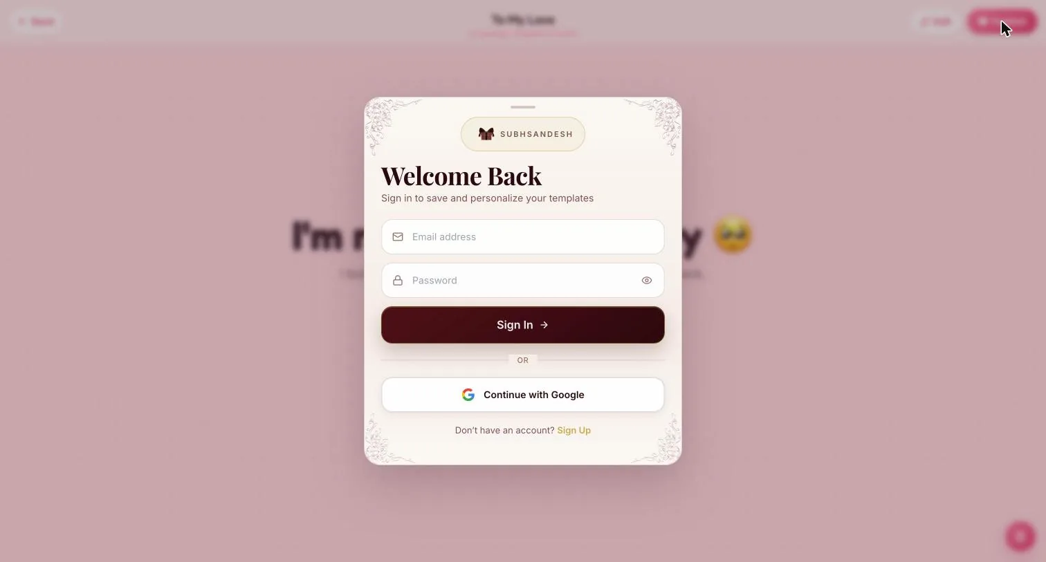 Pressing Publish brings up the sign-in sheet