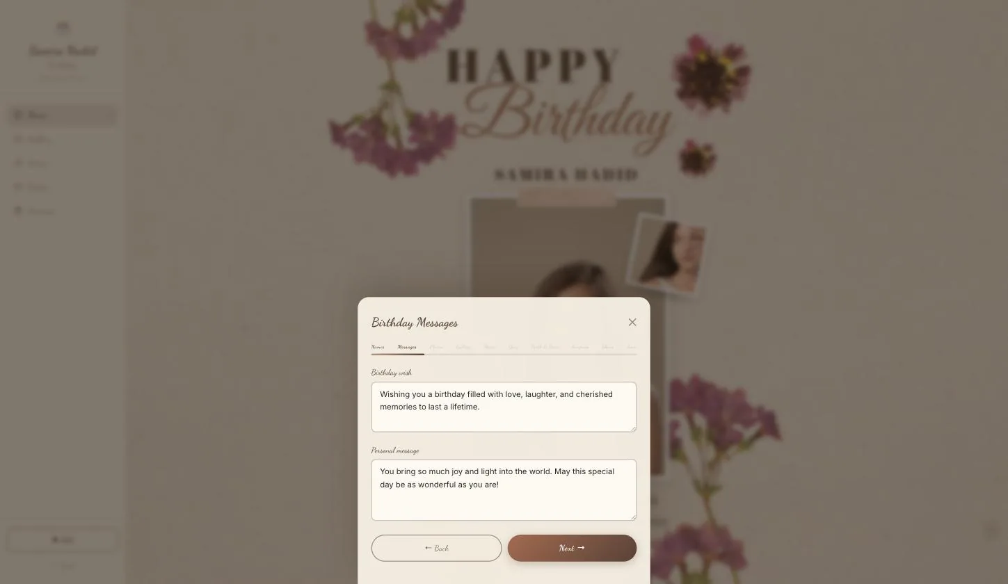 Birthday Messages: the birthday wish and the personal message