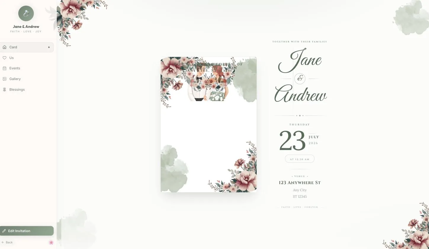 The finished invitation with the guest rail and Edit Invitation