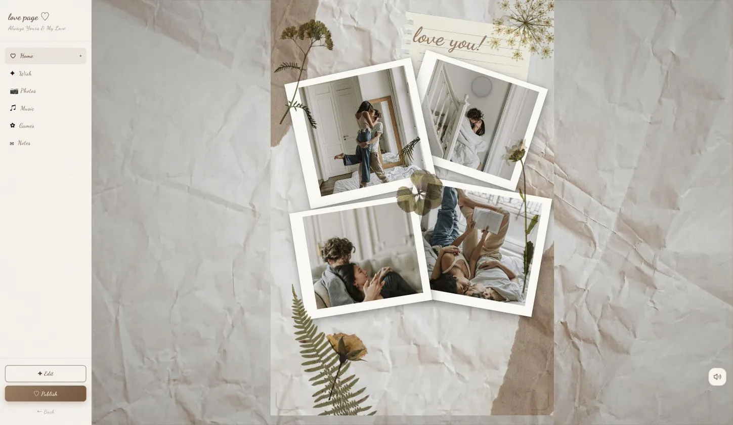 The saved board with four polaroids pinned to it, Publish now in the rail