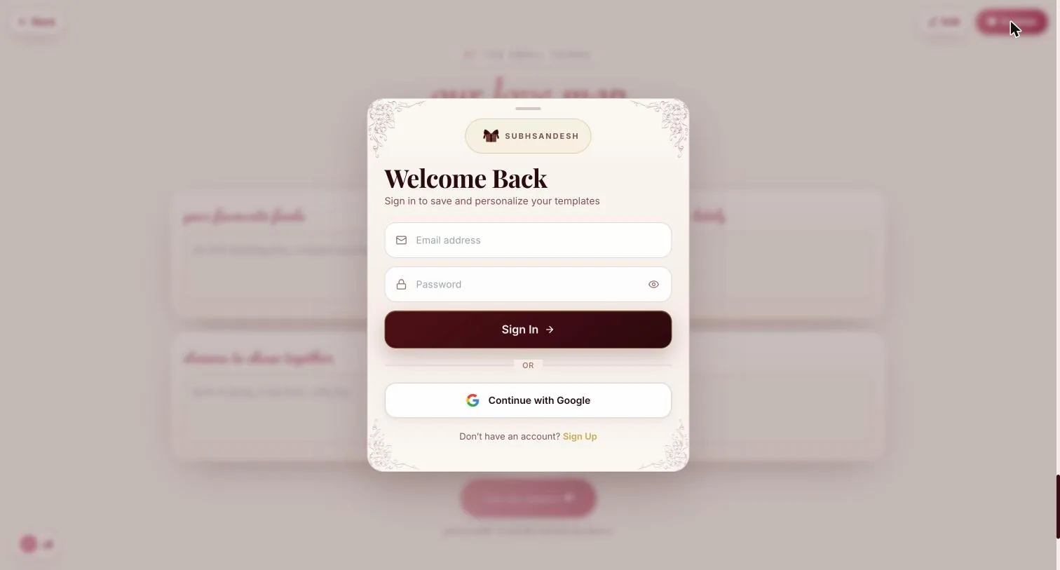 Pressing Publish while signed out brings up the sign-in sheet